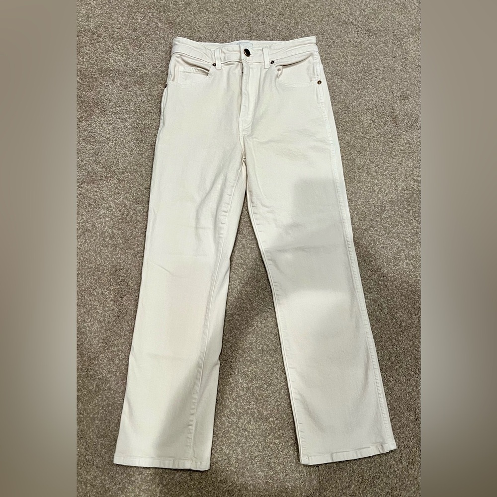 KHAITE Women's Vivian Straight Leg Jeans in Cream Denim Sz 28 $620 Retail